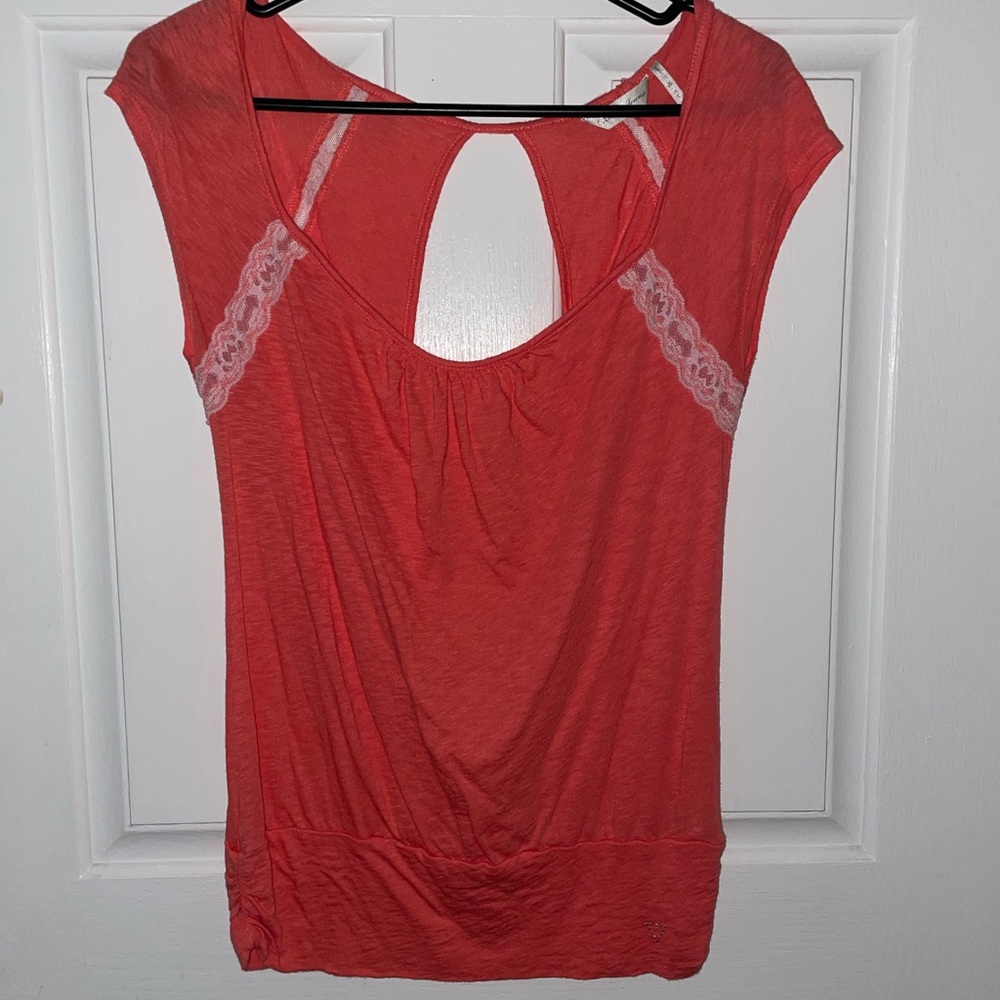 GUESS Coral Top with Lace Detail Open back